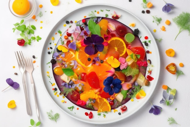 farebný tanier s jedlom